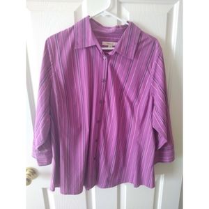 Merona Pink Pinstripe Button Front Dress Shirt Women's Plus Size 22W